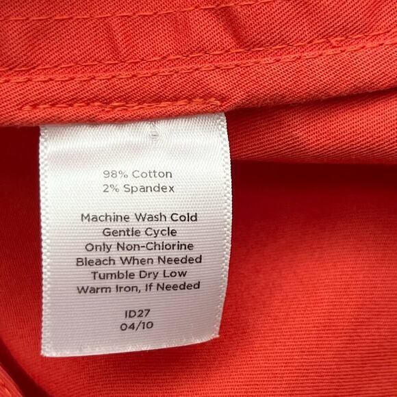 Talbots Ruffle Button‎ Front Collarless Blazer Jacket Cotton Coral Orange, 14P - Picture 9 of 9